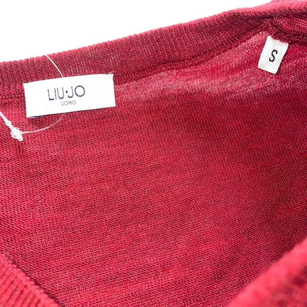 Liu Jo Uomo Red 100% Virgin Wool V Neck Men’s Sweater